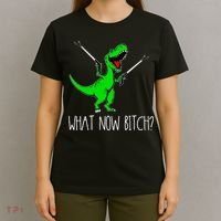 What Now Bitch Funny T Rex Dinosaur T-Shirt thumb 4