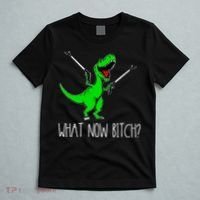 What Now Bitch Funny T Rex Dinosaur T-Shirt thumb 5