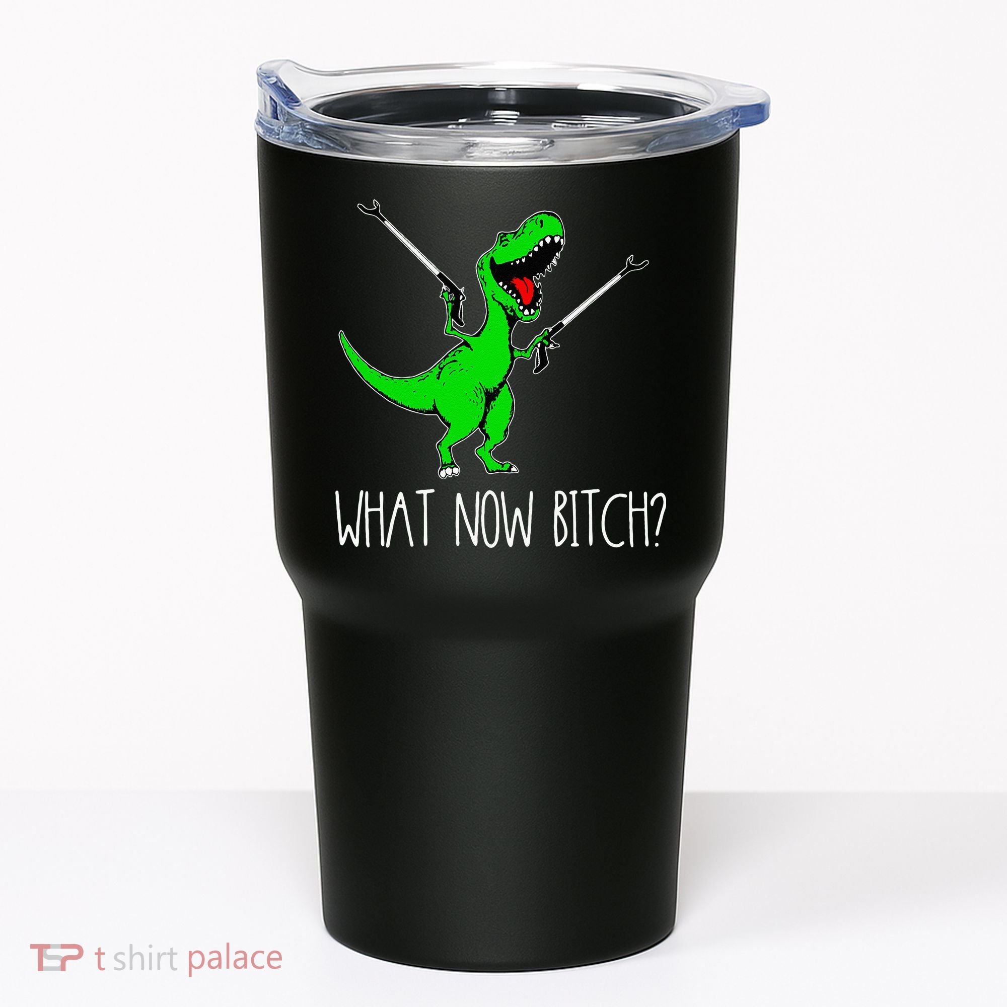What Now Bitch Funny T Rex Dinosaur Tumbler
