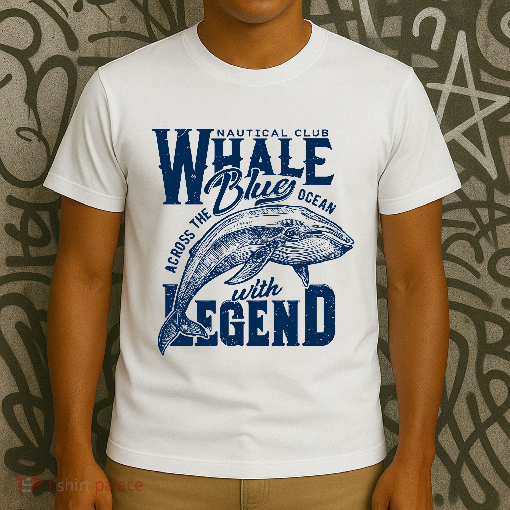 Whale Nautical Club Across The Blue Ocean With Legend T-Shirt