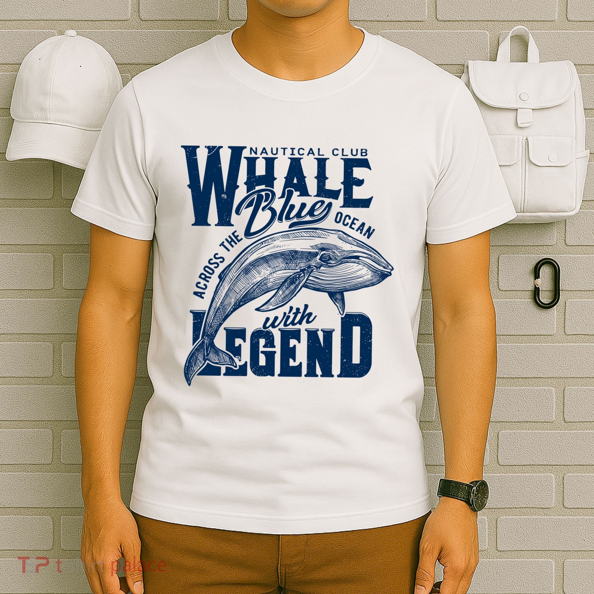 Whale Nautical Club Across The Blue Ocean With Legend T-Shirt