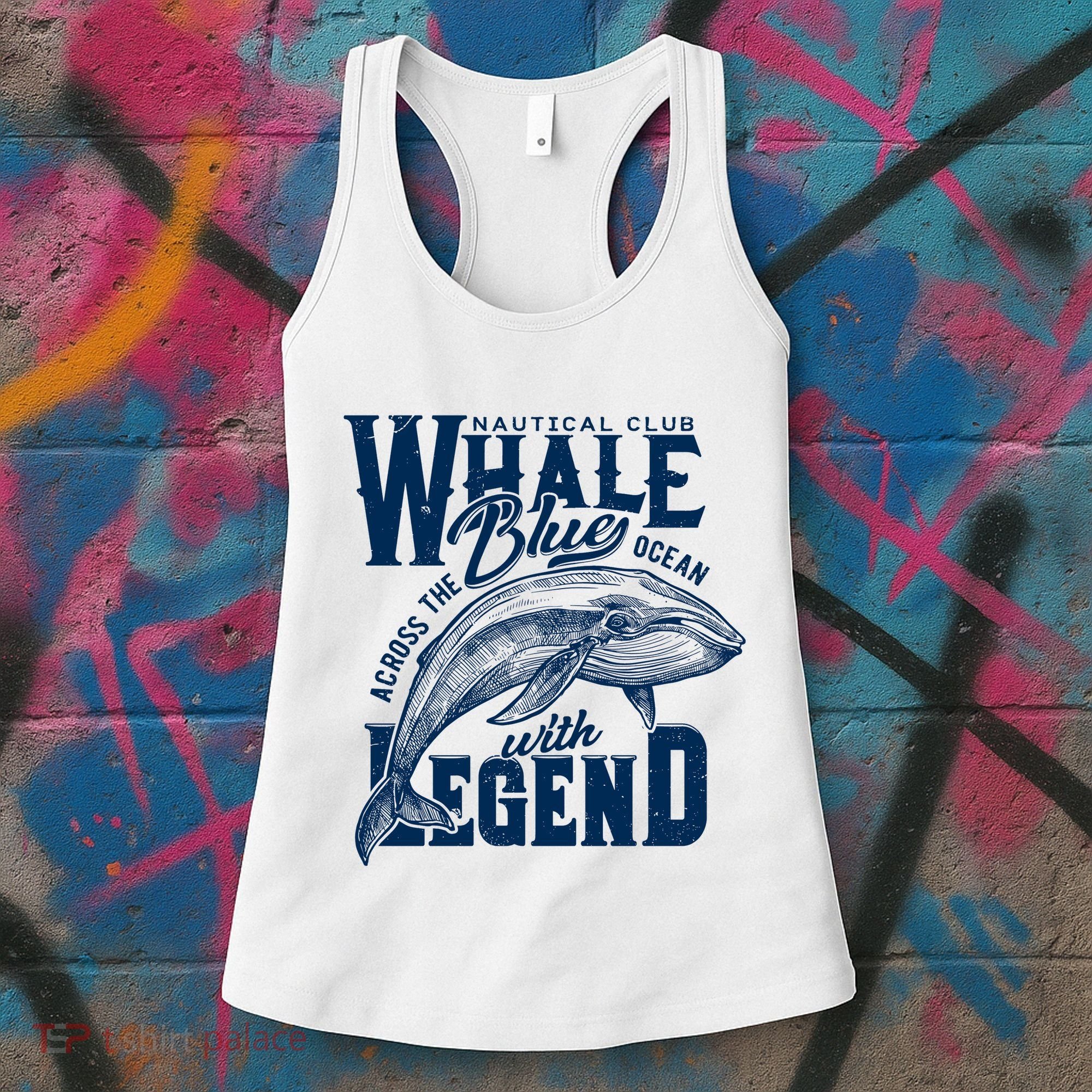 Whale Nautical Club Across The Blue Ocean With Legend Women's Tank Top