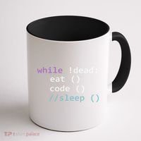 While Not Dead Eat Sleep Code Tech Hack Science Programming Coffee Mug thumb 1