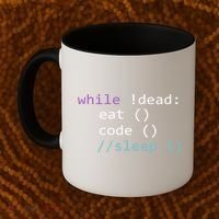 While Not Dead Eat Sleep Code Tech Hack Science Programming Coffee Mug thumb 2