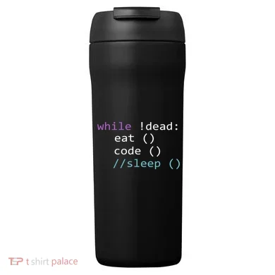 While Not Dead Eat Sleep Code Tech Hack Science Programming 24oz Duet Stainless Steel Tumbler