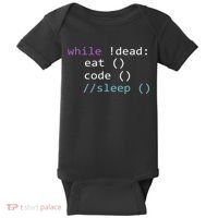 While Not Dead Eat Sleep Code Tech Hack Science Programming Baby Bodysuit thumb 0