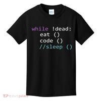 While Not Dead Eat Sleep Code Tech Hack Science Programming Kids T-Shirt thumb 0