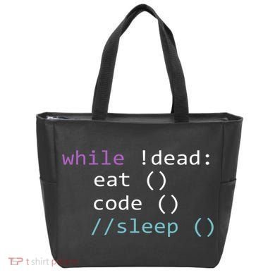While Not Dead Eat Sleep Code Tech Hack Science Programming Tote Bag