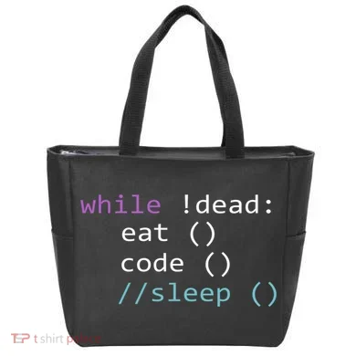 While Not Dead Eat Sleep Code Tech Hack Science Programming Tote Bag