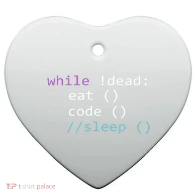 While Not Dead Eat Sleep Code Tech Hack Science Programming Ceramic Ornament