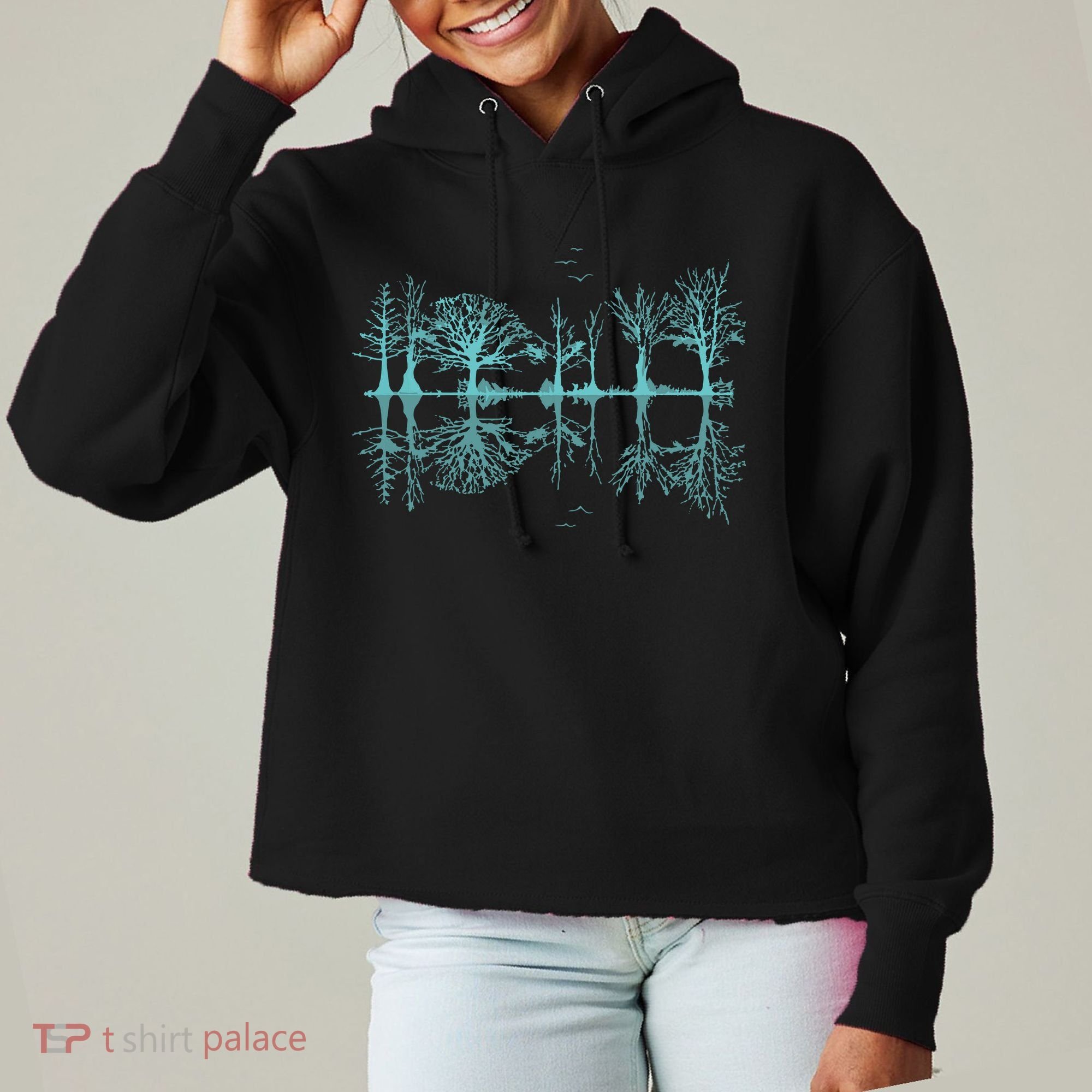 Wildlife Nature Forest Trees Reflection Outdoor Forest Ladies Heavyweight Boxy Pullover Hoodie
