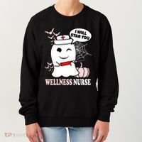 Wellness Nurse Halloween I Will Stab You Funny Ghost Gift Women's Sweatshirt thumb 0