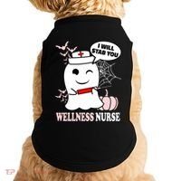 Wellness Nurse Halloween I Will Stab You Funny Ghost Gift Doggie Tank thumb 0