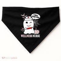 Wellness Nurse Halloween I Will Stab You Funny Ghost Gift USA-Made Doggie Bandana thumb 0