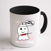 Wellness Nurse Halloween I Will Stab You Funny Ghost Gift Coffee Mug thumb 1