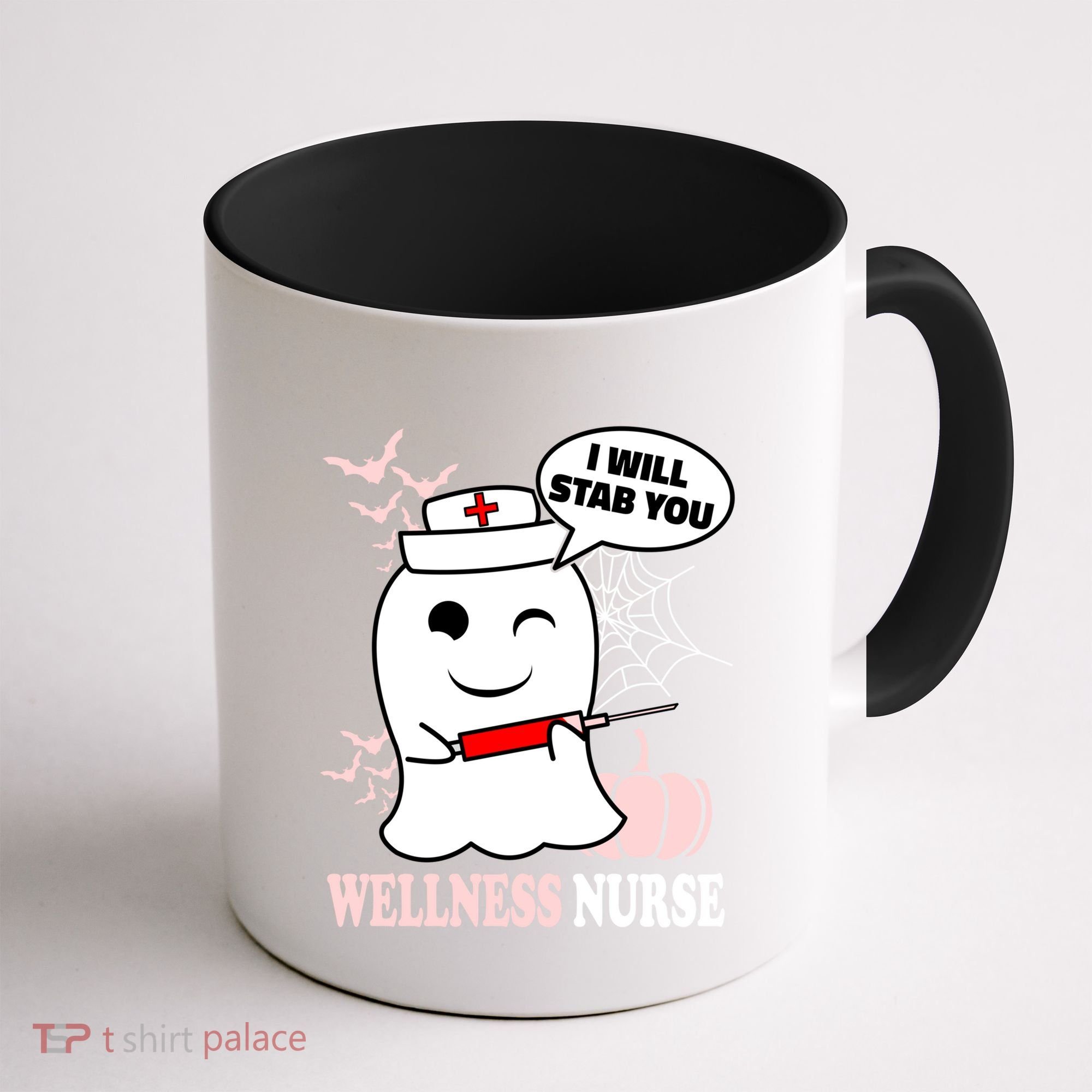Wellness Nurse Halloween I Will Stab You Funny Ghost Gift Coffee Mug
