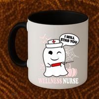 Wellness Nurse Halloween I Will Stab You Funny Ghost Gift Coffee Mug thumb 2