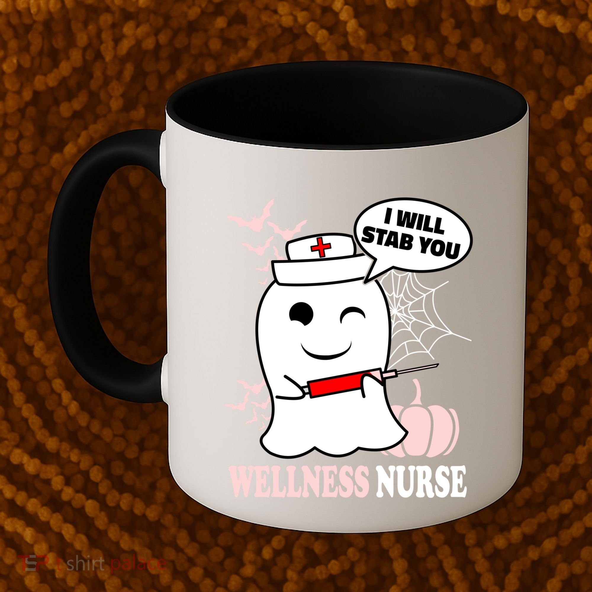 Wellness Nurse Halloween I Will Stab You Funny Ghost Gift Coffee Mug