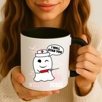 Wellness Nurse Halloween I Will Stab You Funny Ghost Gift Coffee Mug thumb 3