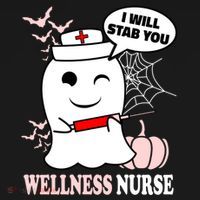 Wellness Nurse Halloween I Will Stab You Funny Ghost Gift Women's Hoodie thumb 2