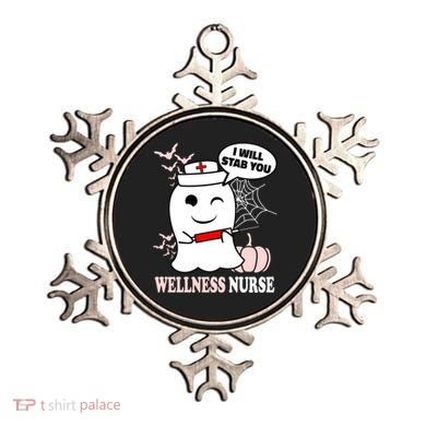 Wellness Nurse Halloween I Will Stab You Funny Ghost Gift Ornament