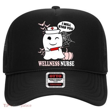 Wellness Nurse Halloween I Will Stab You Funny Ghost Gift Hat