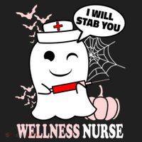 Wellness Nurse Halloween I Will Stab You Funny Ghost Gift Hat thumb 2