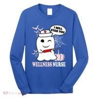 Wellness Nurse Halloween I Will Stab You Funny Ghost Gift Long Sleeve Shirt thumb 0
