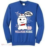 Wellness Nurse Halloween I Will Stab You Funny Ghost Gift Sweatshirt thumb 0