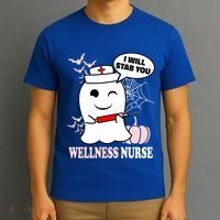 Wellness Nurse Halloween I Will Stab You Funny Ghost Gift T-Shirt thumb 3
