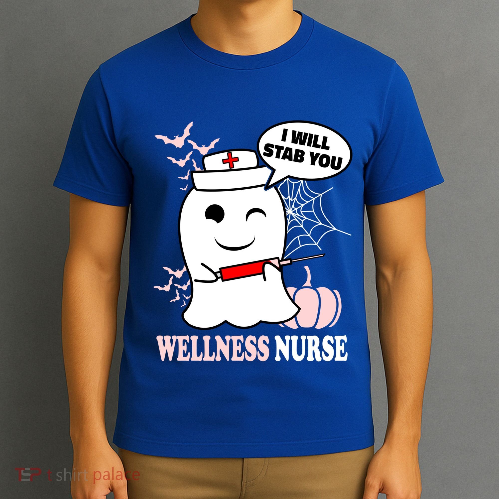 Wellness Nurse Halloween I Will Stab You Funny Ghost Gift T-Shirt