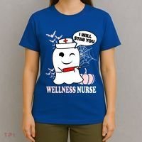 Wellness Nurse Halloween I Will Stab You Funny Ghost Gift T-Shirt thumb 4