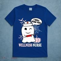 Wellness Nurse Halloween I Will Stab You Funny Ghost Gift T-Shirt thumb 5