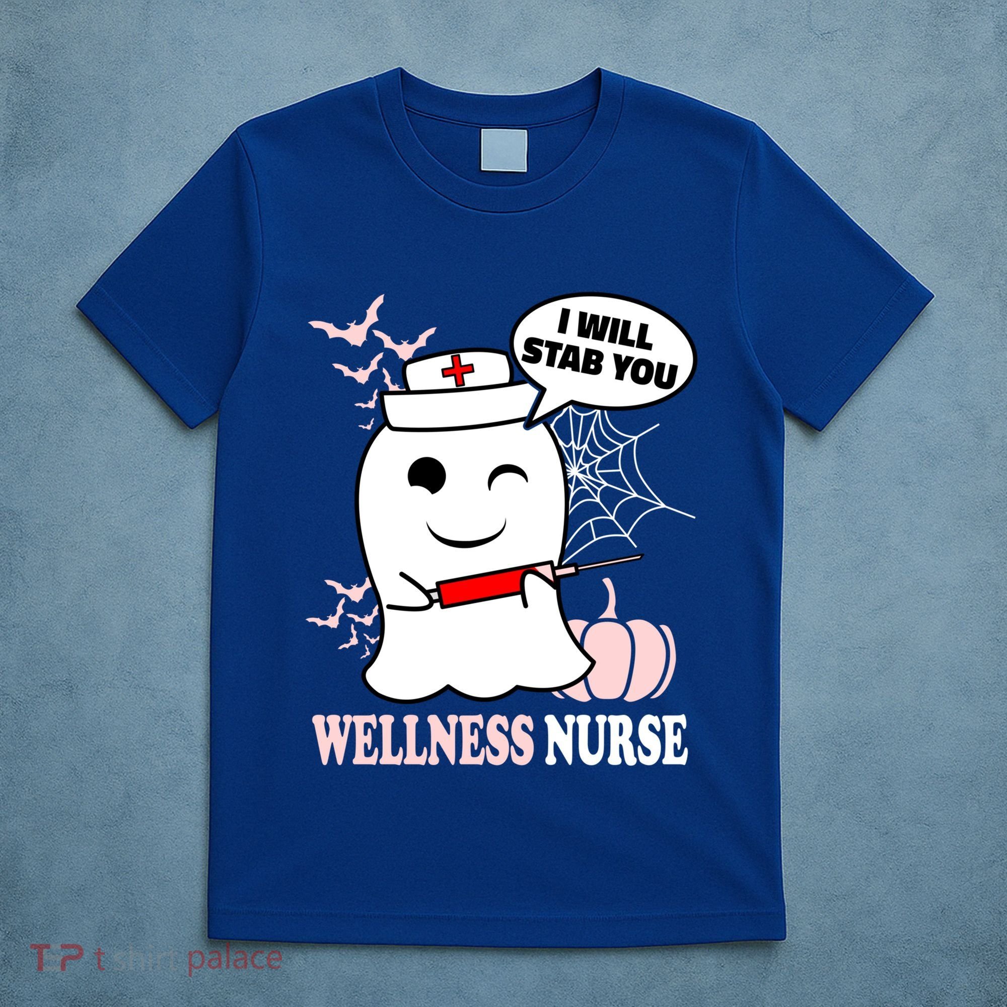 Wellness Nurse Halloween I Will Stab You Funny Ghost Gift T-Shirt