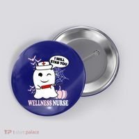 Wellness Nurse Halloween I Will Stab You Funny Ghost Gift Button thumb 0