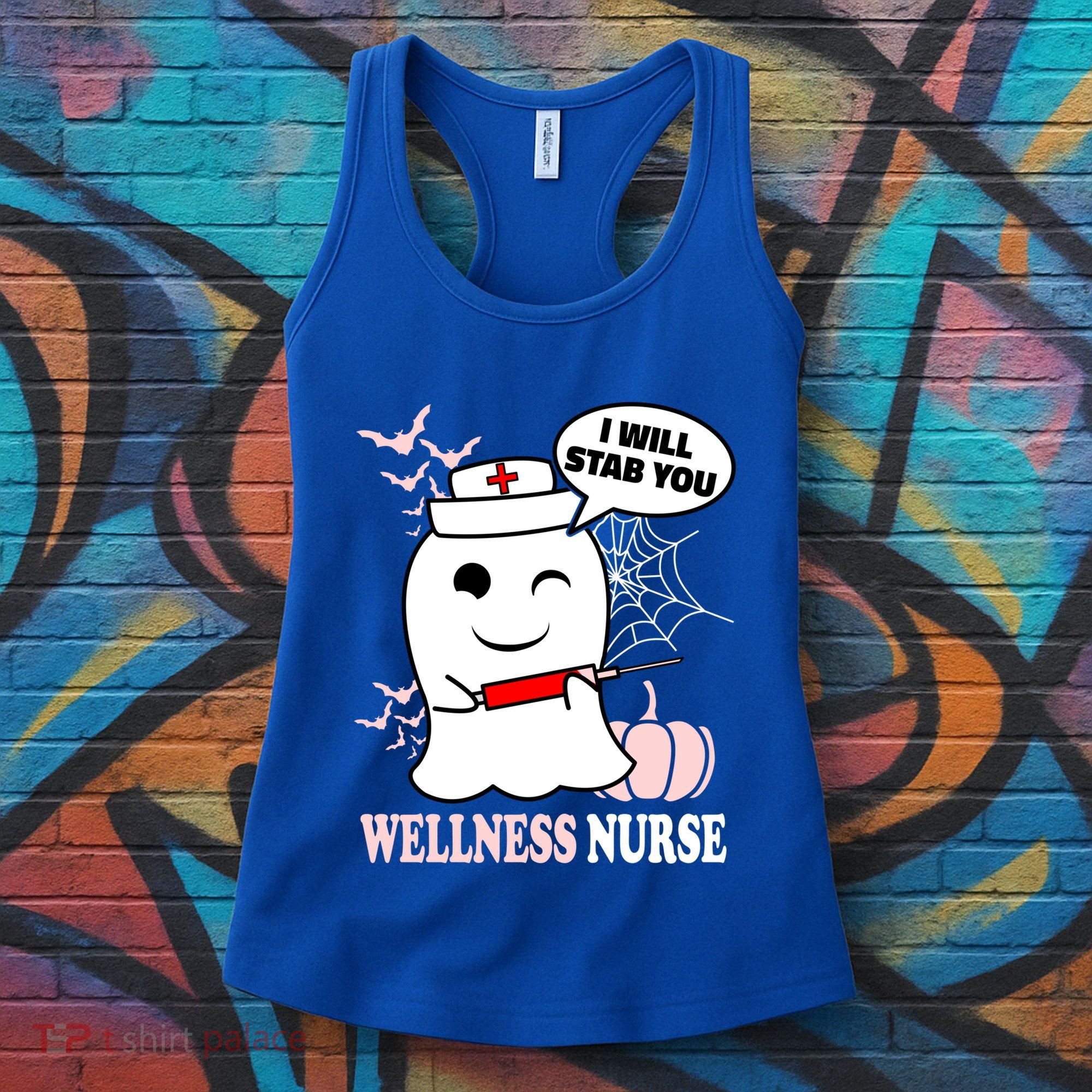 Wellness Nurse Halloween I Will Stab You Funny Ghost Gift Women's Tank Top