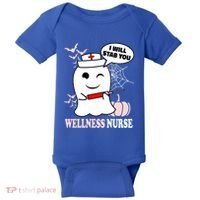Wellness Nurse Halloween I Will Stab You Funny Ghost Gift Baby Bodysuit thumb 0