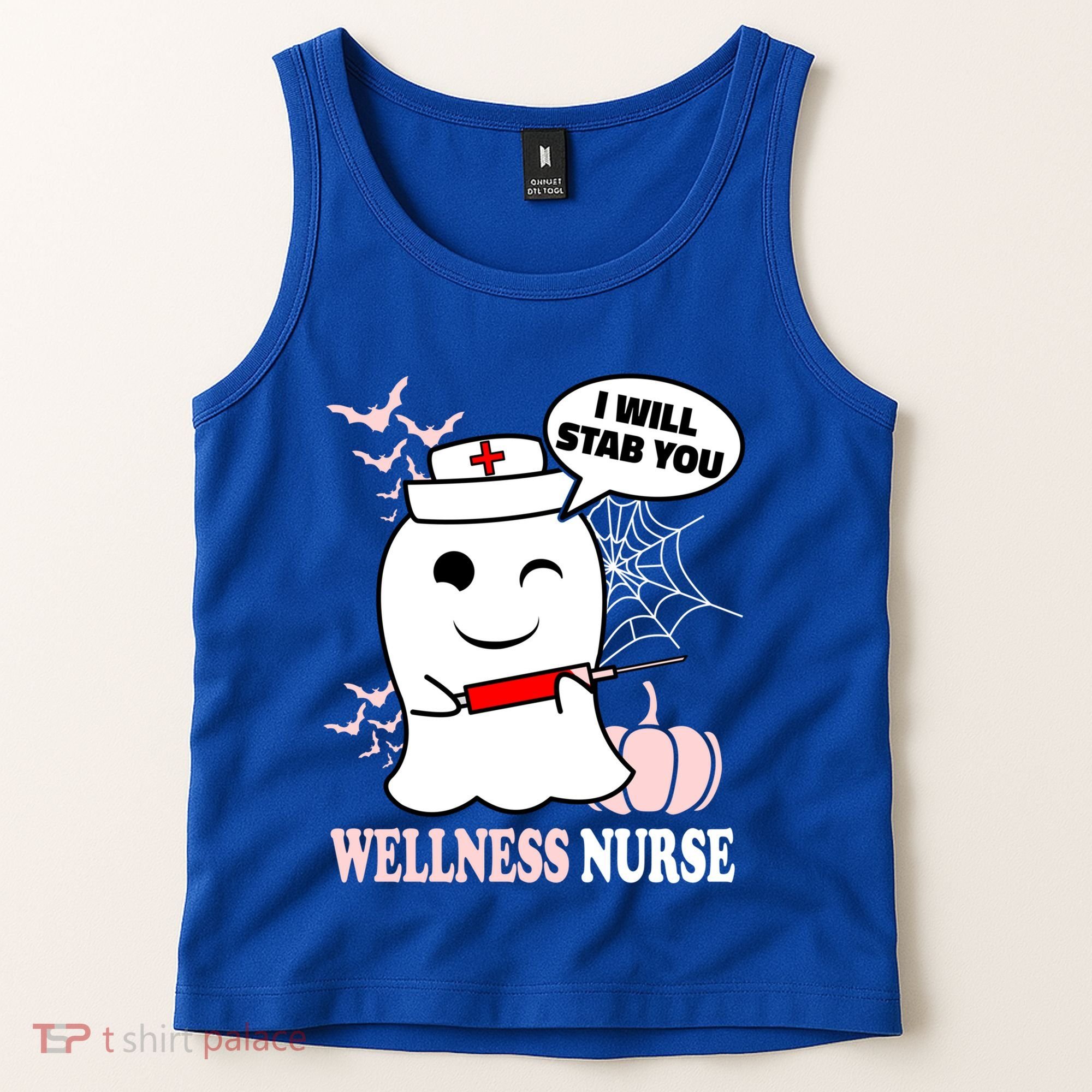 Wellness Nurse Halloween I Will Stab You Funny Ghost Gift Tank Top