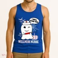 Wellness Nurse Halloween I Will Stab You Funny Ghost Gift Tank Top thumb 3