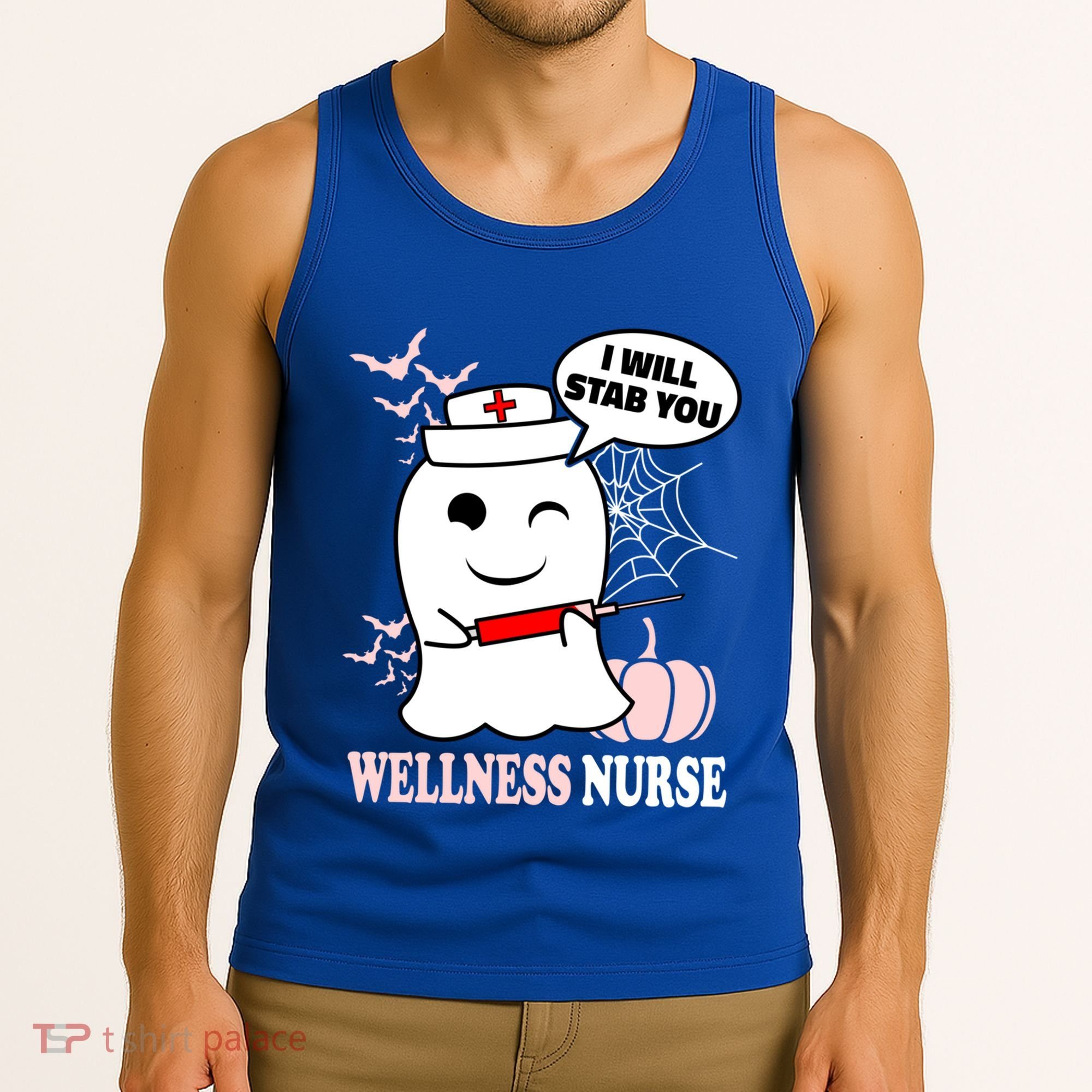 Wellness Nurse Halloween I Will Stab You Funny Ghost Gift Tank Top