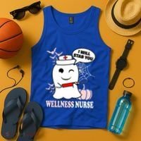 Wellness Nurse Halloween I Will Stab You Funny Ghost Gift Tank Top thumb 4