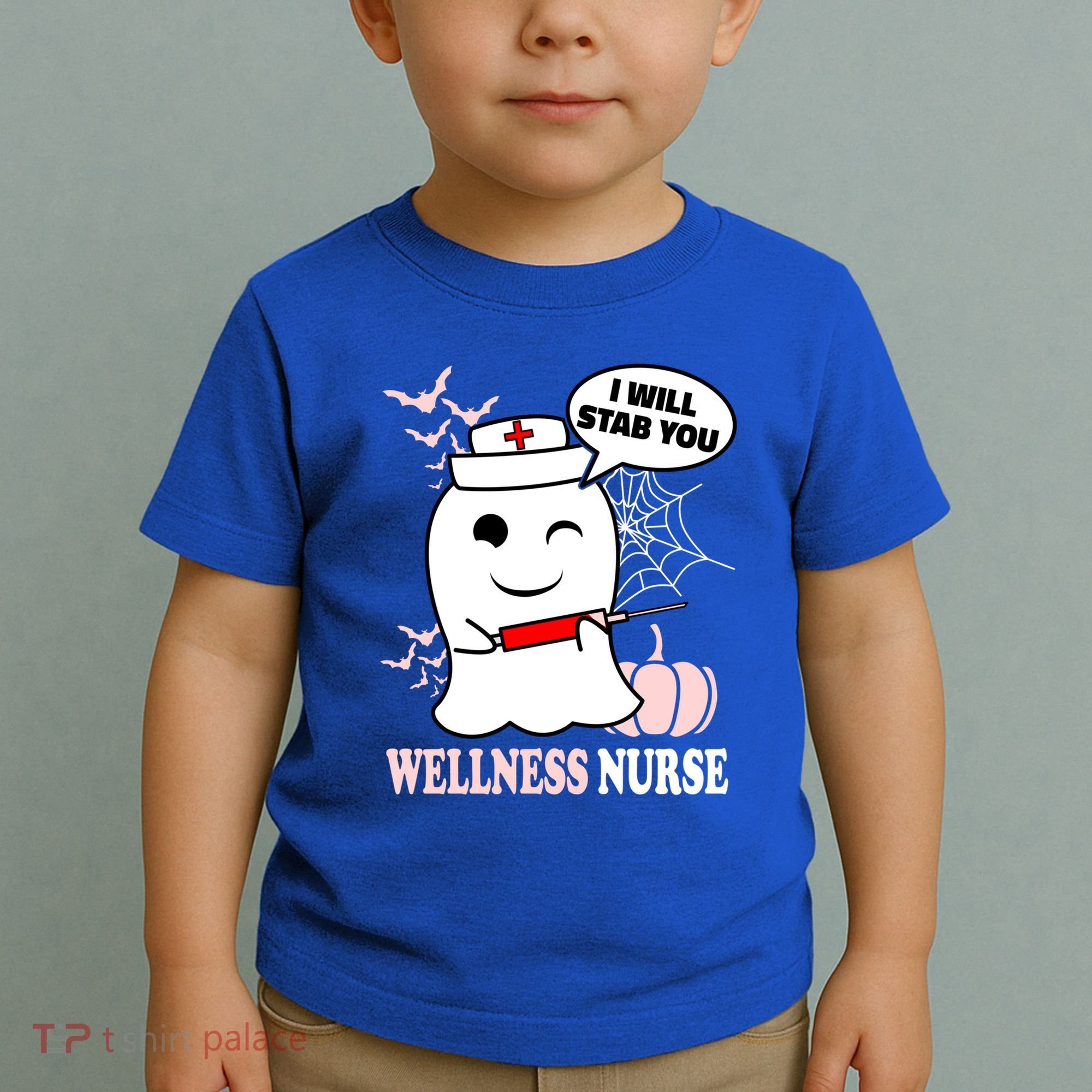 Wellness Nurse Halloween I Will Stab You Funny Ghost Gift Toddler T-Shirt
