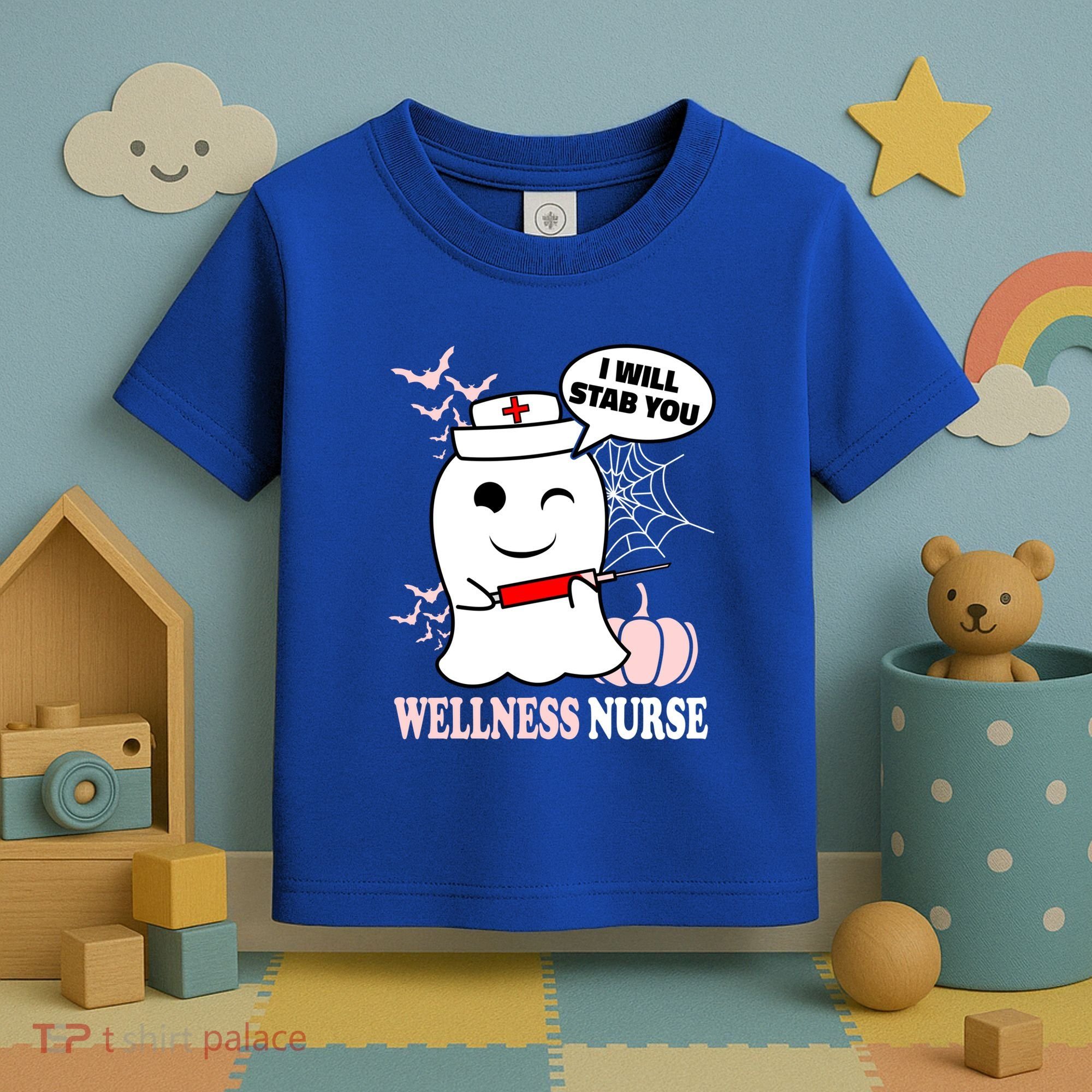 Wellness Nurse Halloween I Will Stab You Funny Ghost Gift Toddler T-Shirt
