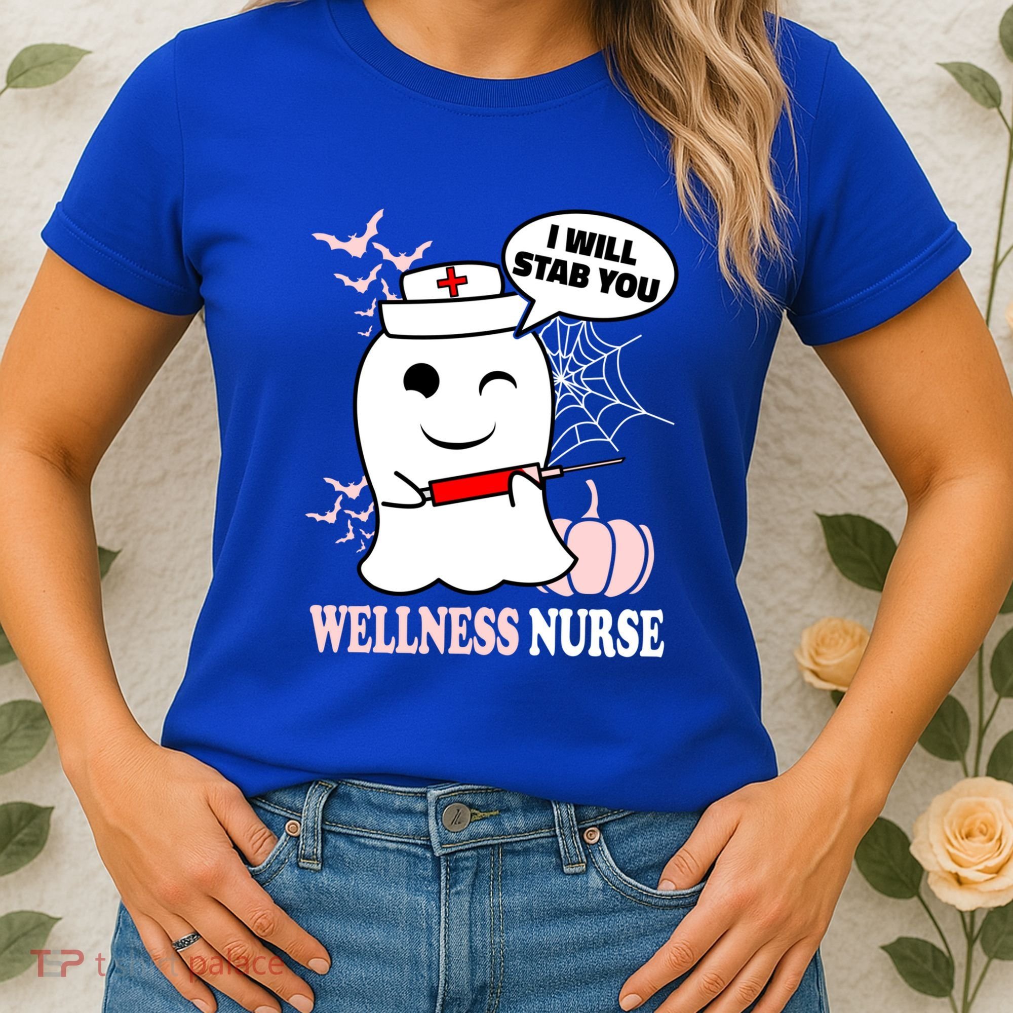 Wellness Nurse Halloween I Will Stab You Funny Ghost Gift Women's T-Shirt
