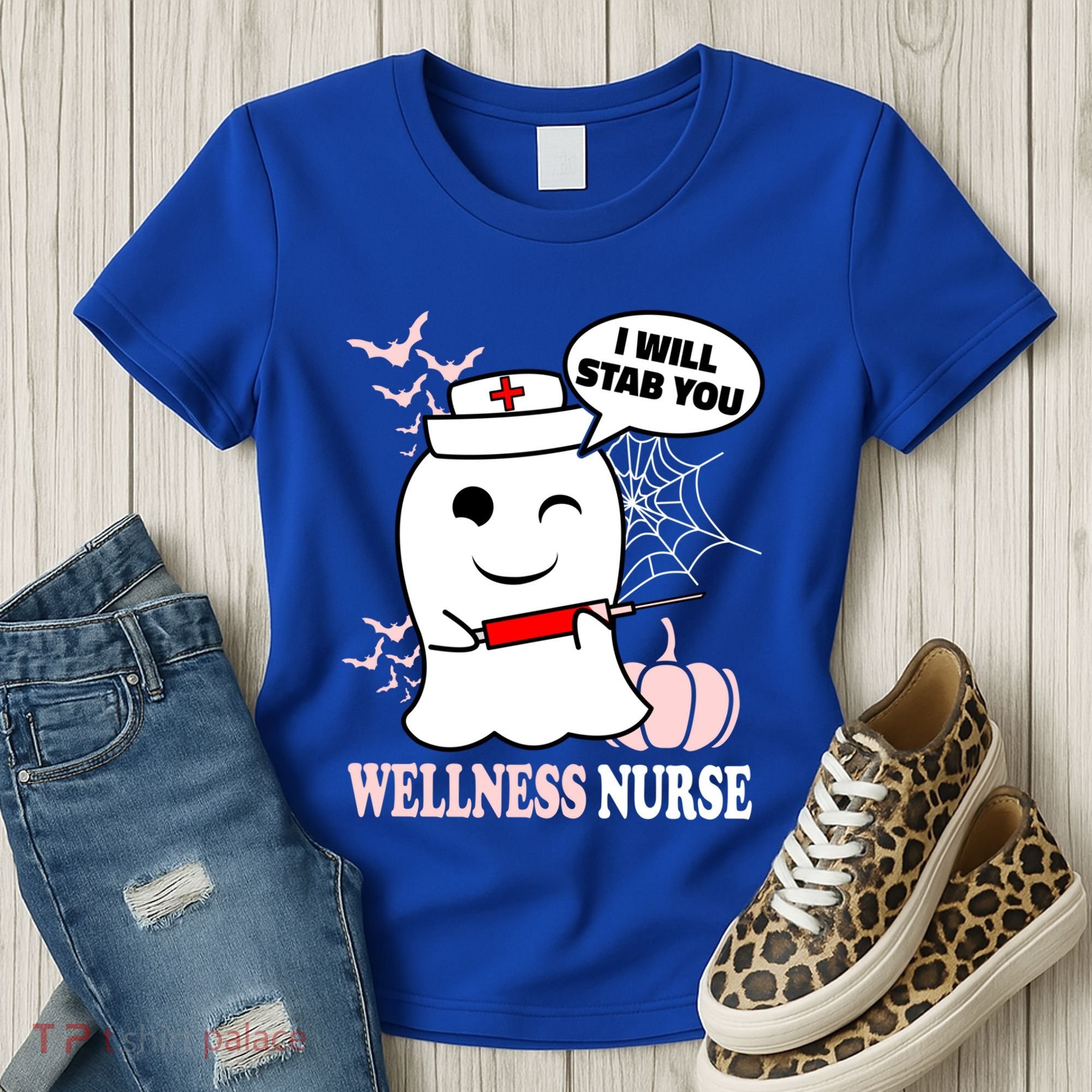 Wellness Nurse Halloween I Will Stab You Funny Ghost Gift Women's T-Shirt
