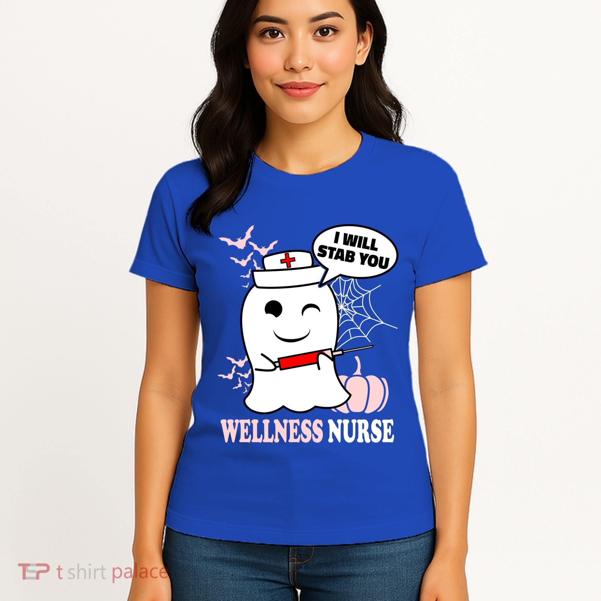 Wellness Nurse Halloween I Will Stab You Funny Ghost Gift Women's T-Shirt
