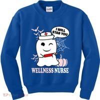 Wellness Nurse Halloween I Will Stab You Funny Ghost Gift Kids Sweatshirt thumb 0