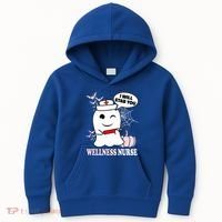 Wellness Nurse Halloween I Will Stab You Funny Ghost Gift Kids Hoodie thumb 0
