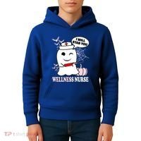 Wellness Nurse Halloween I Will Stab You Funny Ghost Gift Kids Hoodie thumb 4