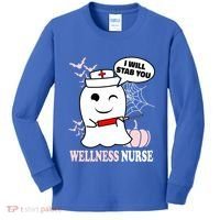 Wellness Nurse Halloween I Will Stab You Funny Ghost Gift Kids Long Sleeve Shirt thumb 0